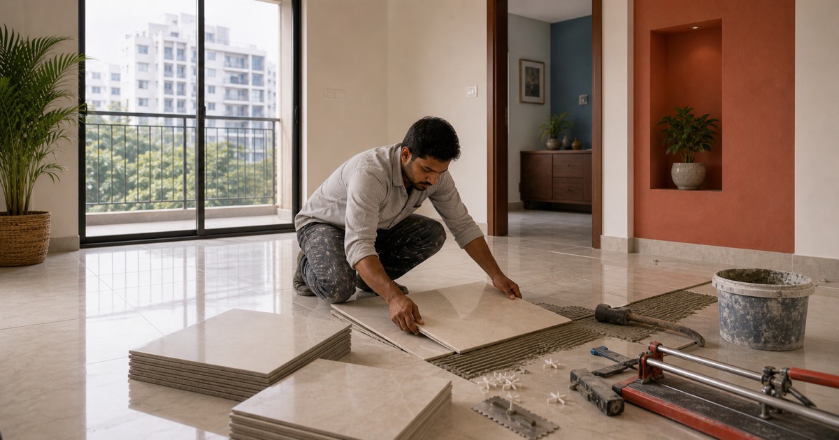 Tile Flooring Cost in Bangalore 2026 — Vitrified, Ceramic & Marble
