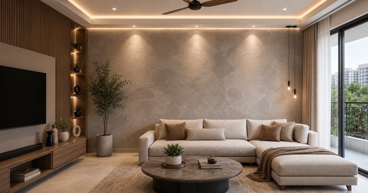 Texture Accent Wall - Painting project in Bangalore by VarNa Homes